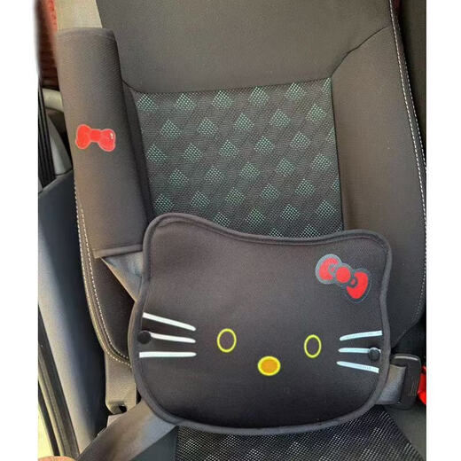 卡通猫儿童安全带调节固定器防勒脖汽车座椅保险带护肩套辅助绑带 粉色猫【护腹垫+肩带】