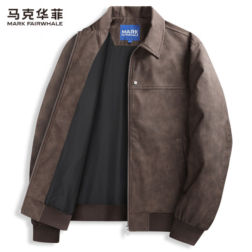 Mark Huafei Light Luxury Retro Motorcycle Leather Jacket Men's 2025 Autumn New Trendy Windproof Jacket 1526 Brown 306 L 175