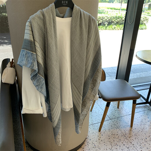 小格子亚麻围巾女夏季2024新款防晒大方巾薄款丝巾空调房外搭披肩 mzf-011 130*130cm