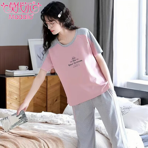 莫代尔夏季睡衣女短袖七分裤可爱卡通套装2025新款宽松舒适家居服可外穿 短袖七分裤-679 M 建议80-100斤