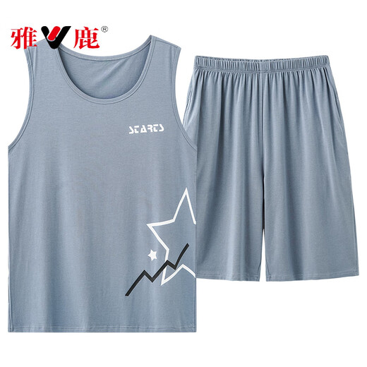 Yalu Herren-Pyjamas Sommermodal Ice Silk Weste Shorts Anzug Teenager große ärmellose Hauskleidung A-12027 3xl