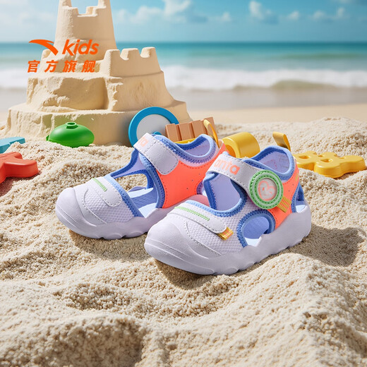 ANTA Children's Sandals 2025 Summer New Men's and Women's Baby Shoes Baby Breathable Toe Sandals Octopus Beach Shoes Women's Anta White/Fluorescent Orange Red-5 20/12cm