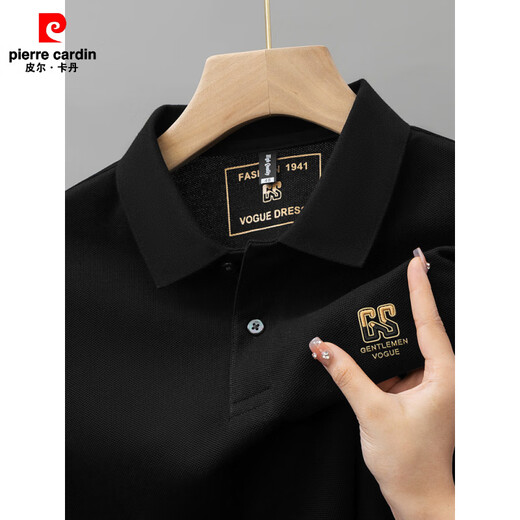 Pier Cardin pure cotton men's short-sleeved POLO shirt summer new high-end light luxury embroidered lapel T-shirt loose middle-aged dad suit 6626 mist blue 2XL 54 [recommended 160-180Jin [Jin equals 0.5 kg]]
