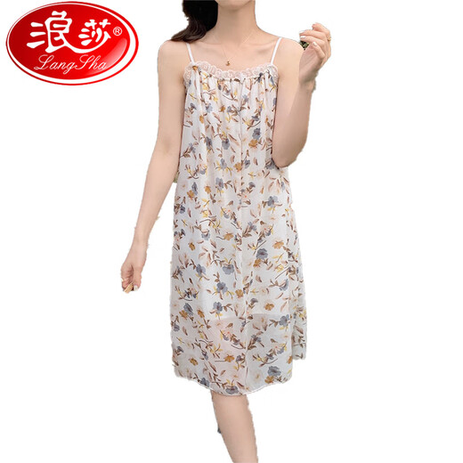 浪莎（LangSha）睡裙女夏季甜美可爱宽松吊带睡衣夏天女士新款家居服可外穿春秋款 5012 均码 【80-150斤】