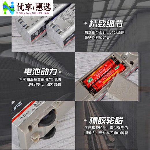 高铁玩具火车遥控合金复兴号动车模型玩具仿真和谐号儿童电动男孩 纯电动版合金复兴号三节绿