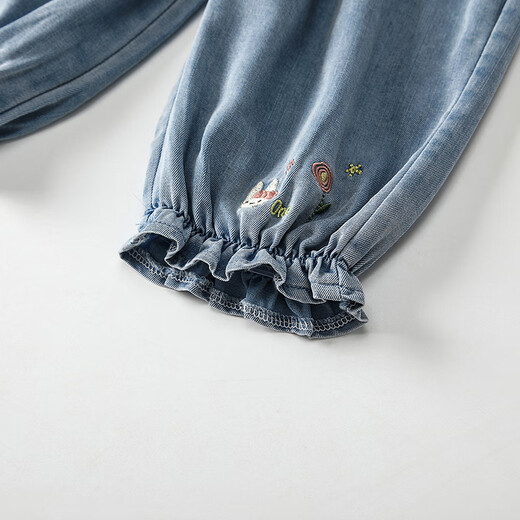 Fanli Girls Jeans Summer 2025 New Fashionable Baby Outdoor Casual Pants Children's Feet Cropped Pants Summer Blue 120 cm