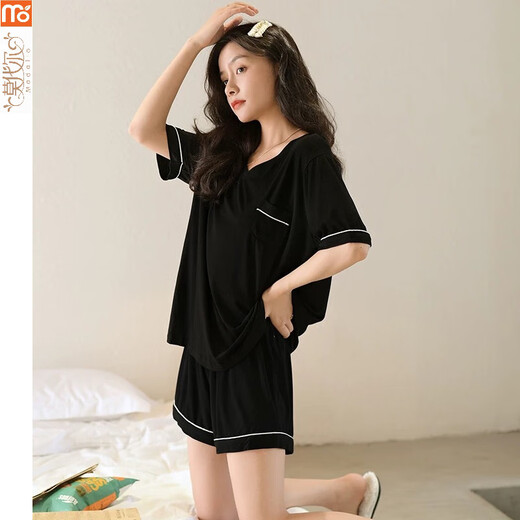 Modal Nachthemd für Frauen im Sommer 2025 Neues Fett-MM mit Brustpads Kurzarm Shorts Casual und einfacher Plus Size 200 Jin [Jin entspricht 0,5 kg] 6xl ZJ-679D L [100-120 Jin [Jin gleich 0,5 kg]]]