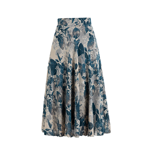 Hengyuanxiang 2025 Sommer neuer gedruckter Rock für Frauen Chiffon mit mittlerer Länge A-Line
