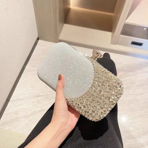 Yingtang celebrity diamond bag banquet dress clutch bag dinner bag wedding bridesmaid handbag gold moon shape