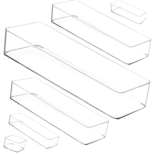 Yonghuan Desktop Storage Box Transparent Acryl schmaler Streifen Rechteckiger Spiegelschrank kosmetische Schreibwarenstift Küchenküche Stäbchen 4877. Seite U Transparent Korb mittelgroße Länge Pt High Transparent
