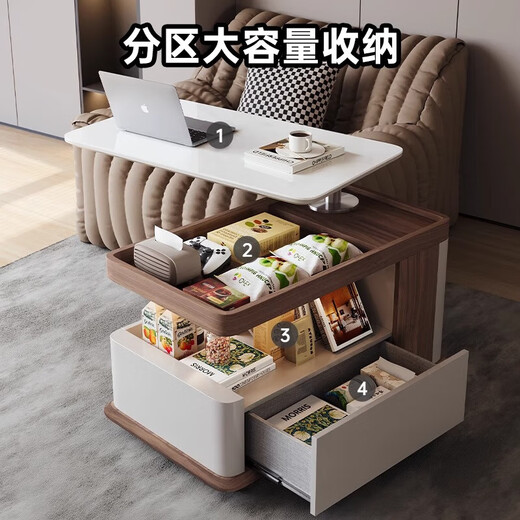 Qingzi Youyan Board Couchtisch Licht Luxus Wohnzimmer Bewegbares Heben des Teewagen