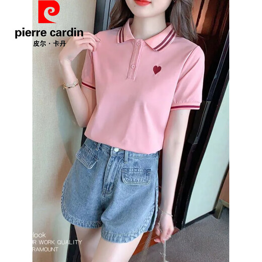 Pierre Cardin Offizielle Marke High-End Polo-Shirt kurzärmelig T-Shirt-Hemd-Hemd Revers Sport Top Lose Stickerei Kindergarten Kleidung Sommer 9926# Pink S Empfohlene 60-75 Jin [Jin Equals Equals Equals]))