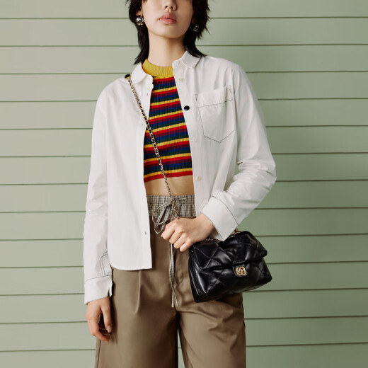 欧时纳（JUST STAR）华夫云朵包包女款2025年新款轻奢单肩斜挎包高级感小方包生日礼物 奶油白 时尚高端品牌生日礼物女