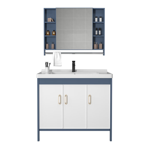 Hengjie Badezimmerschrank Kombination Balkon mit Waschbrett Waschbecken Haushaltswaschbecken Badezimmer Waschbecken integriertes Waschbecken 1048 Einzelbecken + Schrank + Wasserhahn