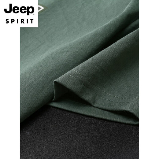 Jeep Spirit Summer Dünne Eissensen atmungsaktive Baumwollwäsche kurzärmelige T-Shirt-T-Shirt-Männer schlanker modisch gedruckte, schnell trocknende halbärmelige Top Green M.