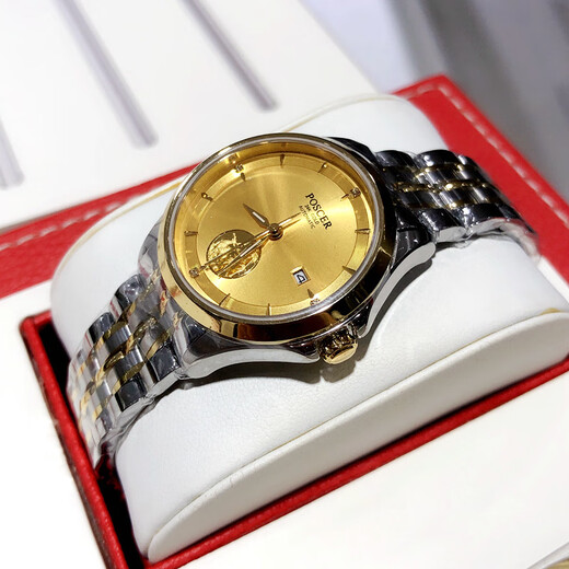 POSCER (POSCER) MIRAR Men's 24 kjin [Jin equivale a 0.5 kg] reloj mecánico completamente automático luminoso luminoso gran pareja de porsche pareja 6189 cinturón de acero para hombres blancos dorados