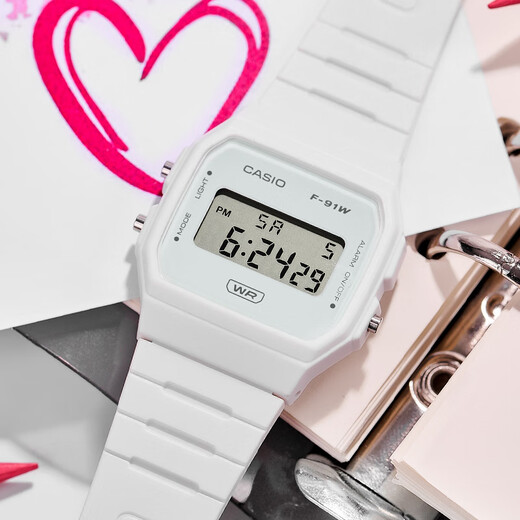 Casio casiof91w watch men's and women's retro small square student watch Valentine's Day gift F-91WB-7A