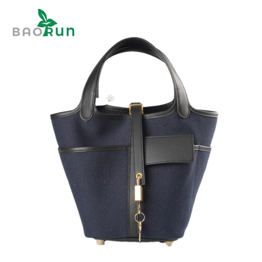 Changsun Johnson [18 Canasta de vegetales de lona] Damas de moda Color sólido Bolso Bolso Mini Blue Black-Gold