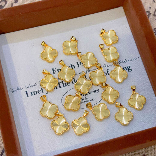 Alluvial gold 999 gold color classic high-end four-leaf clover pendant necklace women's simple flower shape versatile clavicle chain four-leaf clover necklace with exquisite gift box
