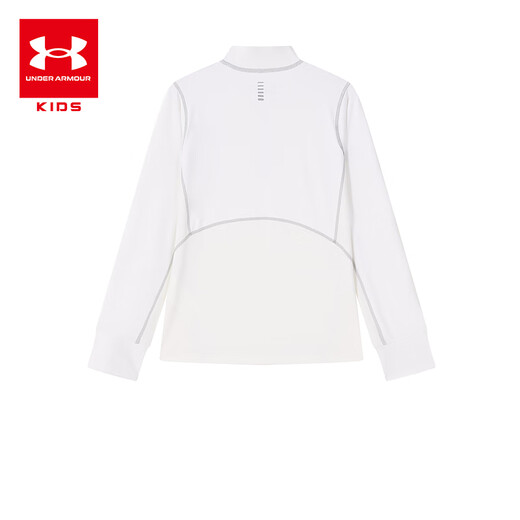 Under Armor children's long-sleeved T-shirt for men and women, spring and autumn breathable, moisture-absorbing, quick-drying sports training stand-up collar top 253303206 white 170