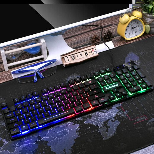 Viper KM320 keyboard and mouse set luminous Internet cafe Internet cafe LOL game waterproof luminous backlight keyboard and mouse set K4 mixed color black (single keyboard)