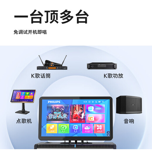 飞利浦 广场舞视频音响带显示屏家庭ktv音响套装户外便捷卡拉ok点歌机音响功放一体机电视k歌蓝牙音箱 【高端】专业麦+长续航+12吋低音