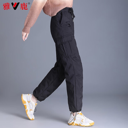 Yalu Down Pants Women's Outer Wear 2025 Winter New Warm Straight Slim High Waist Workwear Thickened Elastic Waist Pants
