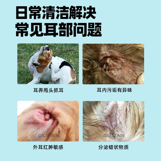 Pet ear drops to remove ear mite fungus for cats, ear cleaning solution for dogs and cats, ear cleaning solution for dogs and cats, enhanced ear mite ear drops 120ml + honeysuckle eye drops 1201