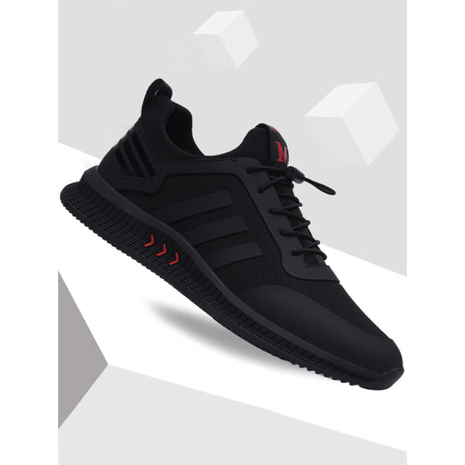 SUSTYLE luxury high-end brand men's shoes new sports shoes trendy mesh breathable men's casual shoes work shoes men black 9851 38