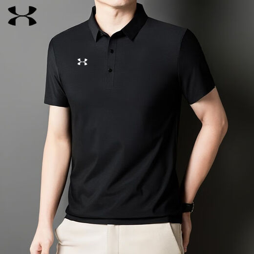 Under Armour UA Summer Summer Silk Camiseta sin trazada de seda Polo de secado rápido para hombres Camiseta de solapa suelta de la solapa suelta Top Half Hidden Green [12358] Polo de seda de seda de hielo Camisa de racimo M PESO RECOMENDADO 90-115 Jin [Jin iguala 0.5 kg]
