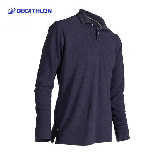Decathlon polo long-sleeved men's T-shirt loose Paul large size men's clothing autumn and winter whale blue 175/92A/M-4665363