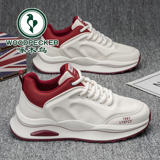 
Woodpecker Daddy Men's Shoes Summer New Mesh Breathable Thick Sole Heightening Casual Shoes Men's Sports and Evergrande Trendy Shoes Men's White 42