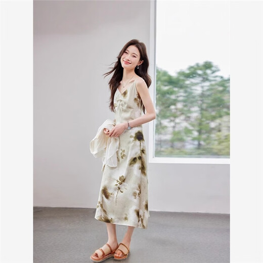 姒桀上海恩迪服饰    东莞市韩朵羿服饰吊带连衣裙女中长款气质印花年 9933白色防晒衬衫+9923黄色连衣 S