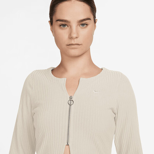 Nike (NIKE) women's sports fish bone jacket V-neck slim and breathable navel jacket waist-hugging jacket FN3683-104 FN3683-104 XL