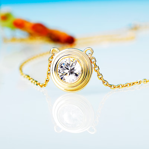 Yuan Si UFO Pendant with Chain 50 Points Classic Bubble Women's 18K Rose Gold CVD Artificially Grown Diamond Solitaire Necklace VVS1/Very Slightly Flawed NGIC Double Certificate/18K Gold Platinum/Lobster Clasp Pendant