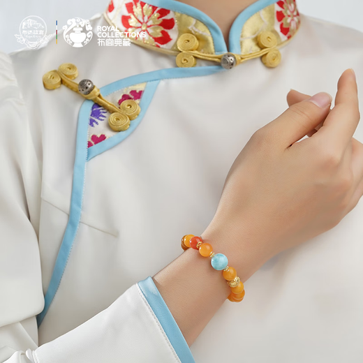 Potala Palace Beeswax Sea Pattern Heather Red Bracelet for Men and Women 925 Silver Inlaid with Hetian Jade Aquamarine Bracelet as a Gift for Your Girlfriend