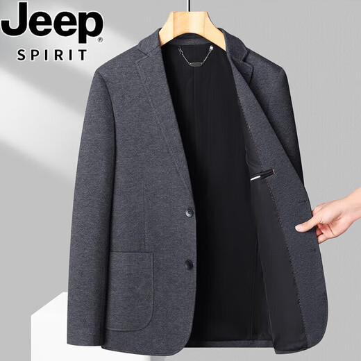 JEEP SPIRIT blazer men's business casual small suit single-piece spring and autumn formal wear middle-aged dad 9926 grey [dark pattern] classic versatile M 170 [recommended 100-119Jin [Jin equals 0.5 kg]]