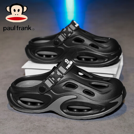 paul frank big mouth monkey casual slippers summer outdoor wear sports beach hole shoes men's office home Baotou sandals black and gray 40-41 combination without specifications