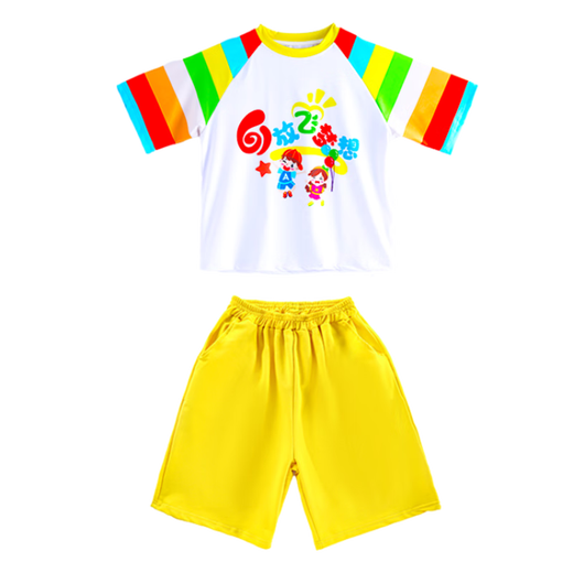 迪士尼（Disney）童装六一儿童节演出服夏季短袖幼儿园班服运动会表演服小学生套装 A684白色短袖 100 (建议身高90-100 3-4岁)