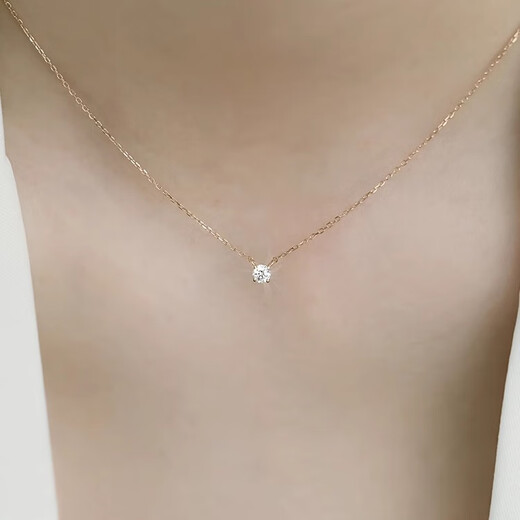 CAOX 18K gold diamond cultured diamond necklace for women 30-point pendant gold rose gold platinum 50-point single diamond for girlfriend 18K gold color 10-point cultured diamond necklace-38+5cm