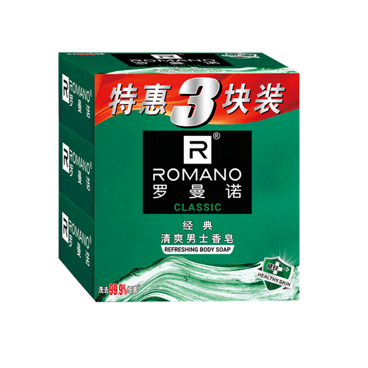 ROMANO men's soap, bath cleaning, mild oil control, long-lasting fragrance, multi-purpose soap 105g*3