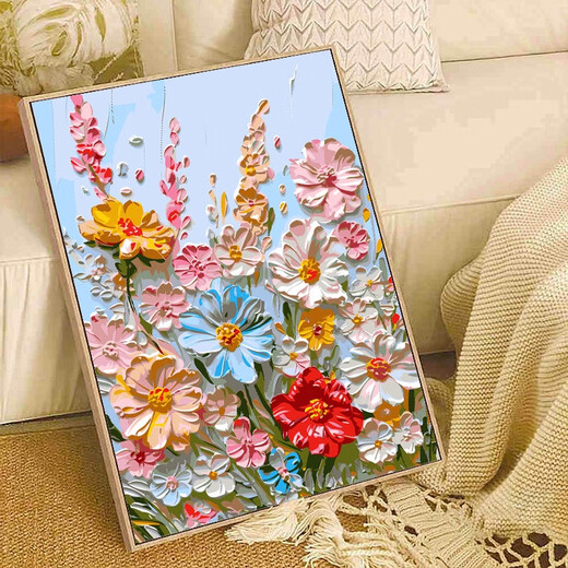 
Three-a-day tiger blooming flowers DIY digital oil painting fill coloring acrylic hand-painted high-end oil painting living room decoration hanging painting nx12611 environmentally friendly high-gloss pigment eye protection oil canvas brush set accessories 60x80cm stretched solid wood inner frame outer frame (free four colors available without note