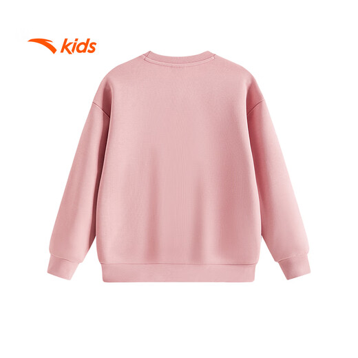 安踏儿童卫衣女大小童圆领套头衫2025秋甜美粉色运动衫A62536702