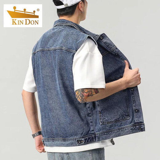 Goldene Schild Männer Denim Jacke Herbst Weste ärmellose Blue Jacket Männer losen vielseitige Weste Frühling und Herbst 9216 Schwarz M