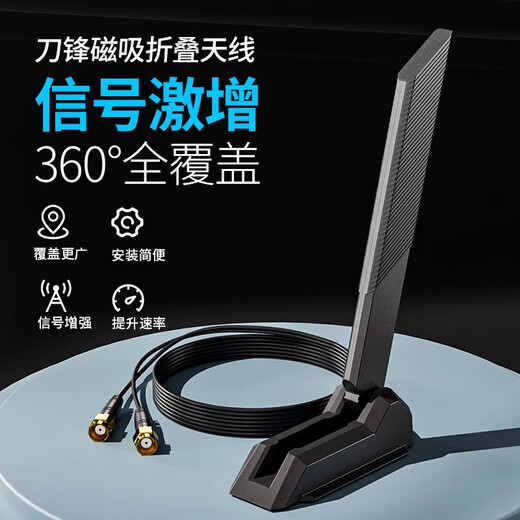 Yuhelian Desktop-Computer-Motherboard, WLAN-Antenne, Signalverstärkung, Verlängerungsleitung, magnetische Absaugung, High-Gain-Empfänger, Dualband-WLAN-Kartenmodul, Antenne, weiße Klinge, klappbar, 12 dB Verlängerungsantenne (mit magnetischer Absaugung)