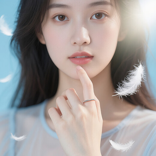 Chinese gold solid silver plain ring couple ring female fashion plain ring looking for wedding gift for girlfriend and wife birthday romantic Jingsuda-solid silver plain ring-13-14#