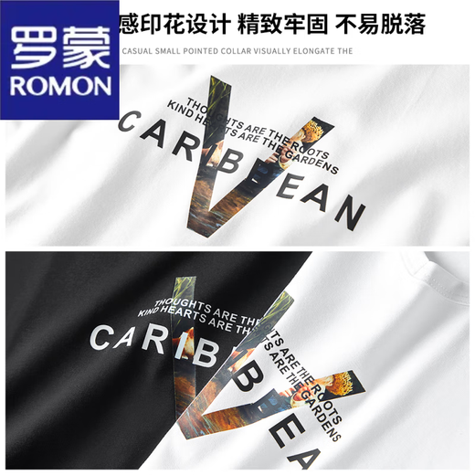 
ROMON (ROMON) 2025 Spring and Autumn Long Sleeve T-shirt Men's Thin Model Modal Cotton Autumn Clothes Black Trendy Printed Base Shirt Underwear Top 15122 Black M (suitable for 95-115Jin [Jin equals 0.5 kg])