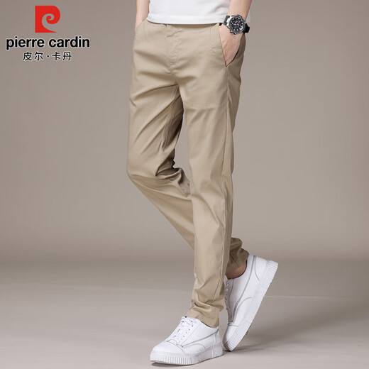 Pierre Cardin Casual Hosen Herren Sommerdünne Modemarke Business -Hosen Herren Baumwoll Elastizität Slim Long Hosen Herrenkleidung Khaki 32