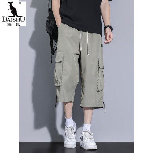 Känguru (Daishu) Khaki Arbeitanzug geschnittene Hosen für Männer in Sommereiseis dünne lose vielseitige Shorts Freizeitsport Over-the-Knie