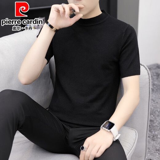 Pierre cardin short-sleeved sweater men's Korean V-neck spring and autumn trendy bottoming shirt for young slim fit 2025 new half-sleeved sweater 9902 beige M